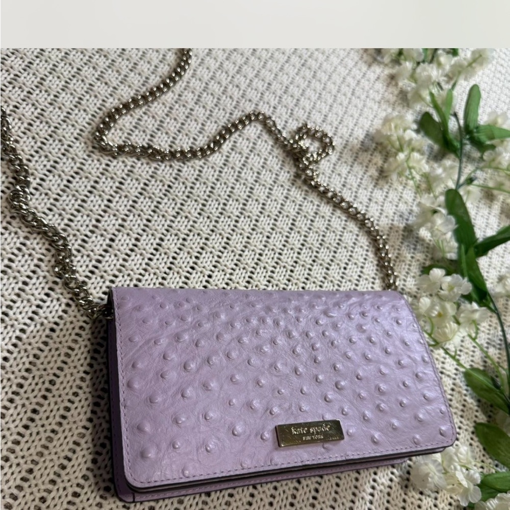 Kate Spade Alexander Ave Isabeli Ostrich embossed Crossbody Chain purse bag